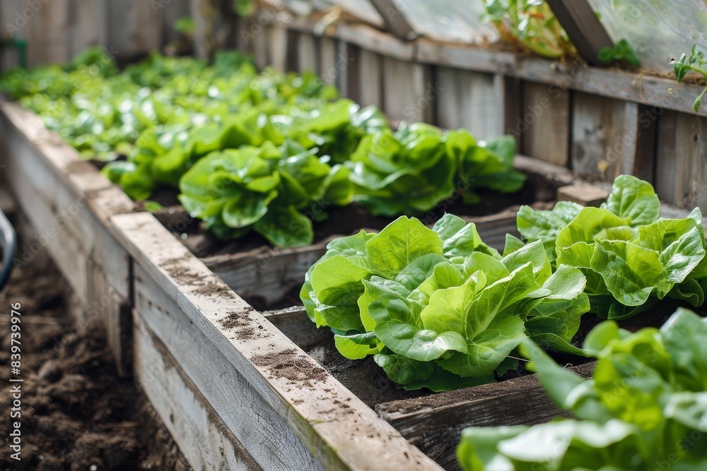 Small greenhouse grown salad with fresh lettuce Small greenhouse grown salad with fresh lettuce