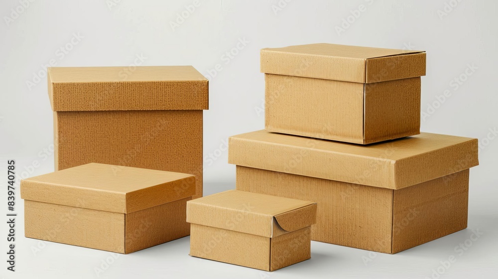 assorted cardboard boxes in various sizes isolated on white background cut out photo assorted cardboard boxes in various sizes isolated on white background cut out photo