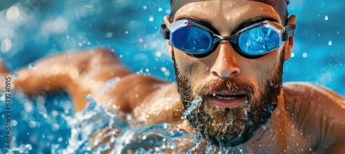Focused pentathlete swimming  illustrating endurance in modern pentathlon event at summer olympics © Andrei