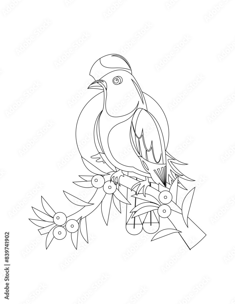 Obraz premium hand drawn sketch of a bird isolated coloring page