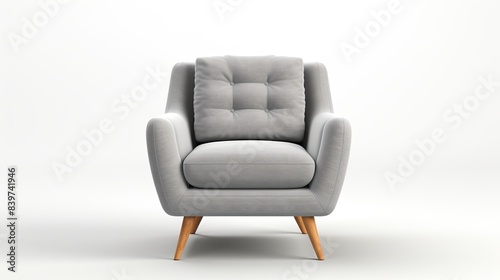 A realistic mockup of a modern armchair with a sleek design, set against a white background   © Awais