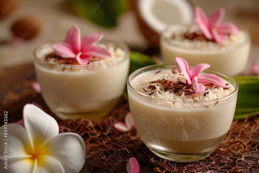 Tropical coconut dessert with milk Tropical coconut dessert with milk