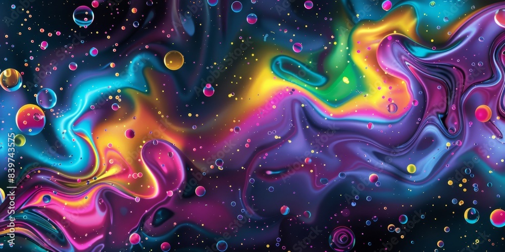 Abstract Holographic Rainbow Fluid Blobs With Colorful Bubbles