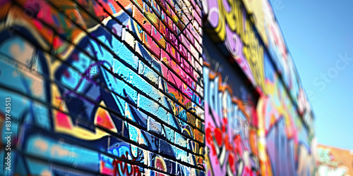 Graffiti Art Showcase: A building facade covered in graffiti art, showcasing the vibrant street art culture of the city. © Lila Patel