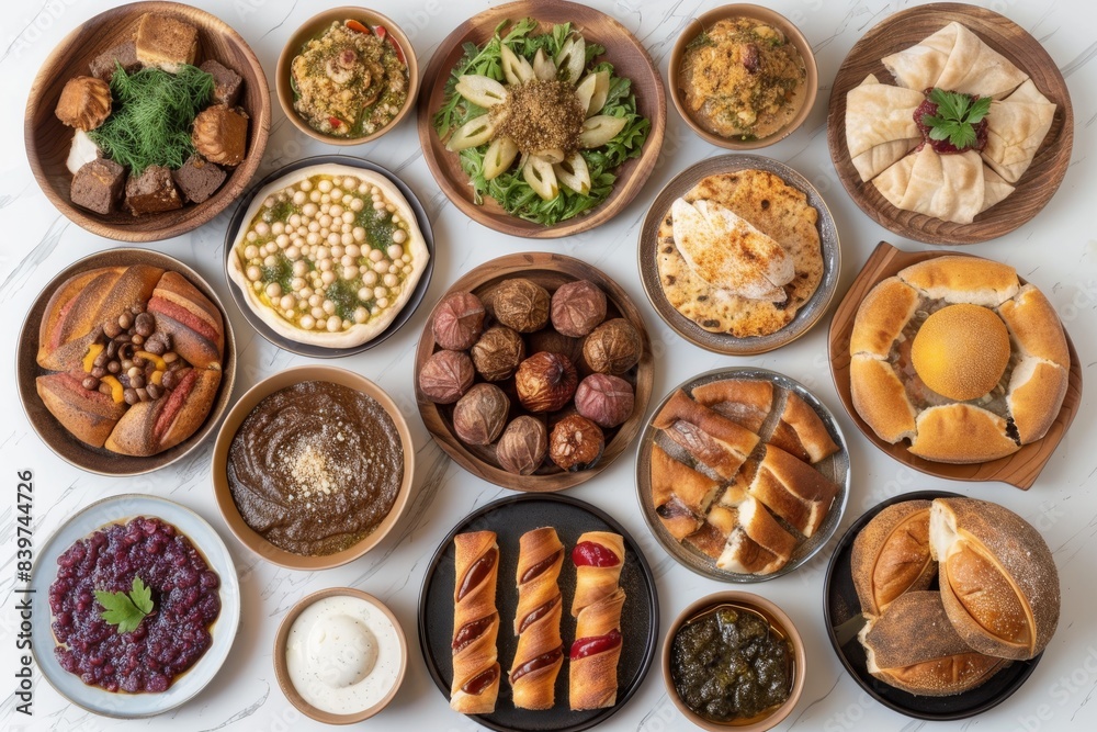 Diverse selection of appetizers and snacks arranged in a circular pattern, perfect for parties, gatherings, or casual events, colorful, inviting, and appetizing finger foods Diverse selection of appetizers and snacks arranged in a circular pattern, perfect for parties, gatherings, or casual events, colorful, inviting, and appetizing finger foods