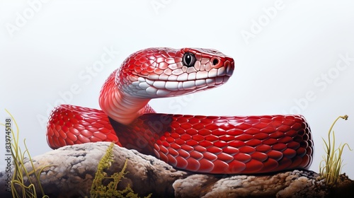 A sleek illustration of a Red-Lipped Herald Snake, depicting its small size and distinctive red lips, displayed on a white background 