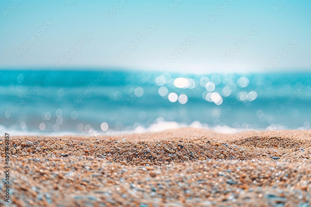 Close-up of Sandy Beach with Glittering Water Close-up of Sandy Beach with Glittering Water