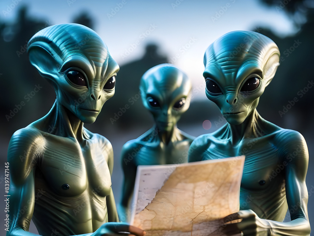 Aliens on Earth, decoding maps for orientation Stock Illustration ...