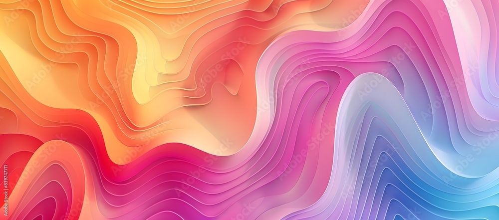 Obraz premium Abstract Background with Pink, Yellow, and Blue Layers and Smooth Wave Patterns for Modern Design