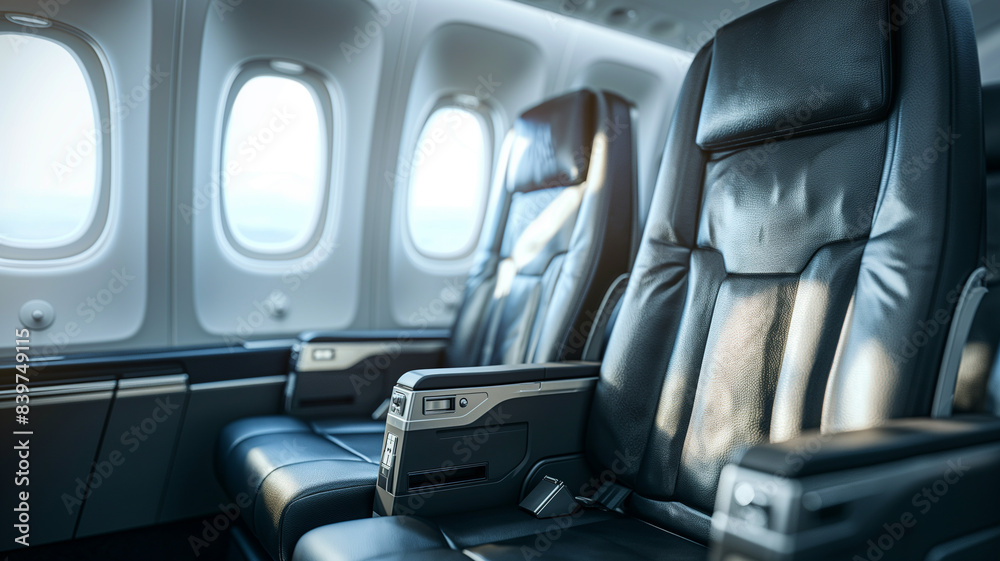 Obraz premium Empty Airplane Seats by the Window