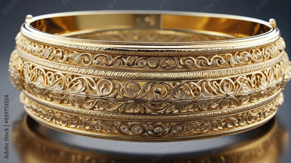 Golden Radiance: Elegant Gold Bangles and Cuff Bracelets, Showcasing a Variety of Designs and Textures, Generative AI Golden Radiance: Elegant Gold Bangles and Cuff Bracelets, Showcasing a Variety of Designs and Textures, Generative AI