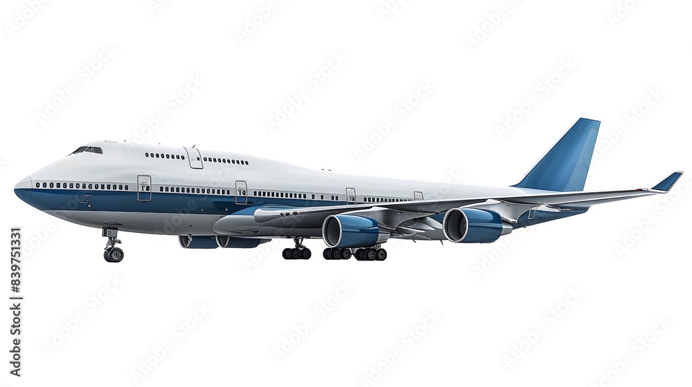 A realistic depiction of a cargo airplane with open cargo doors, isolated on a white background A realistic depiction of a cargo airplane with open cargo doors, isolated on a white background