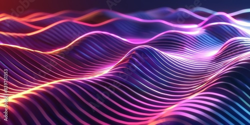 Abstract Neon Gradient Waves in Futuristic Landscape