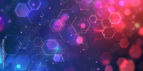 Abstract Geometric Hexagon Background With Glowing Lights