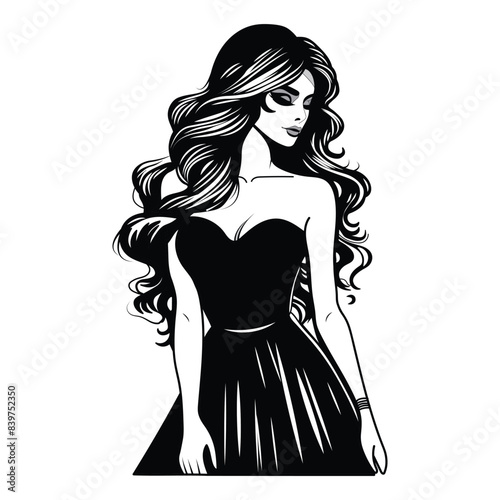 Vector illustration of a beautiful top model on a white separate background