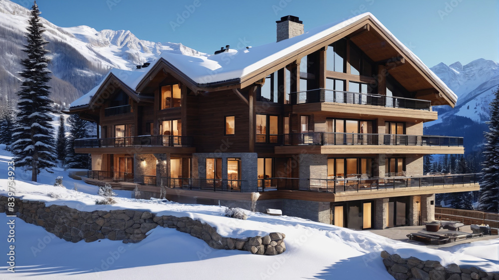 Aspen Mountain Chalet: High-End Ski-In/Ski-Out Apartment with Fireplace and Scenic Mountain Views, Generative AI Aspen Mountain Chalet: High-End Ski-In/Ski-Out Apartment with Fireplace and Scenic Mountain Views, Generative AI