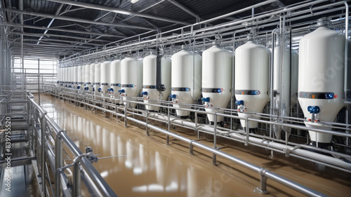 Modern Dairy Farm: Automated Milking Systems and High-Tech Monitoring Equipment in Action, Generative AI