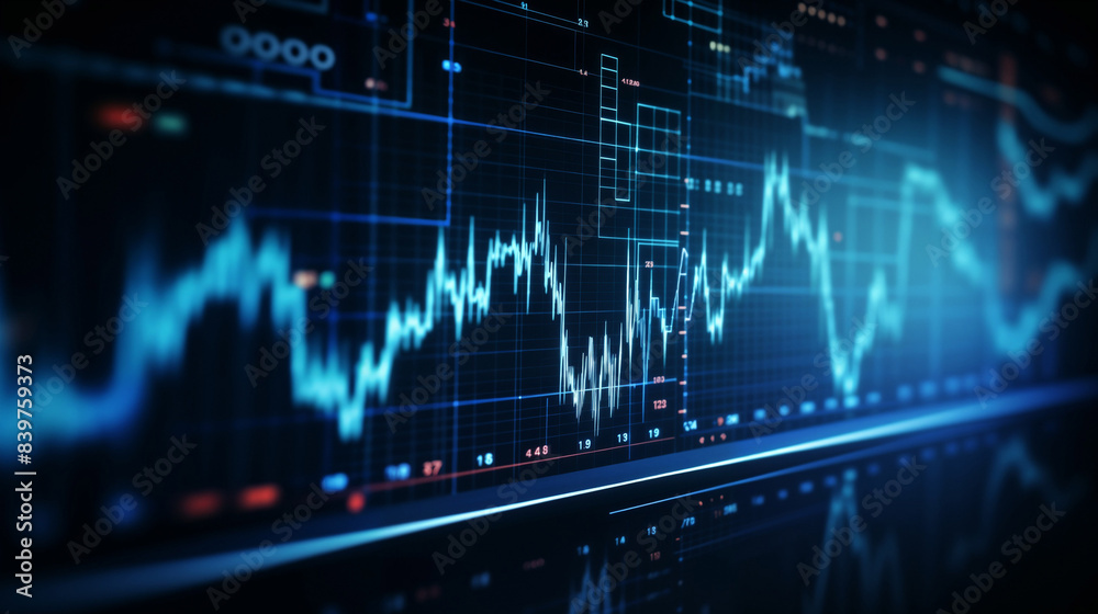 Stock market graph with office background in blur view style. Stock market graph with office background in blur view style.