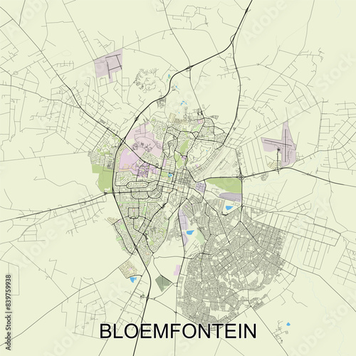 Bloemfontein, South Africa map poster art
