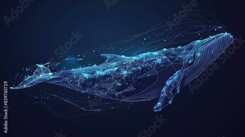 Blue whale composed of polygon. Marine animal digital concept. Generative Ai © We3 Animal