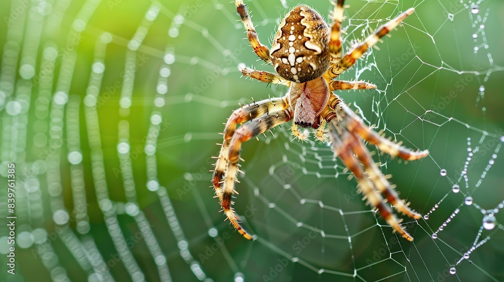 Beautiful spider on a spider web. Generative Ai Beautiful spider on a spider web. Generative Ai