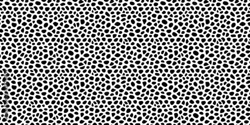 Black Ink dots repeat background. Pebble seamless backdrop vector illustration. Paving template wallpaper. Monochrome print for interior design, beauty, wrapping paper. Doodle stones pattern.