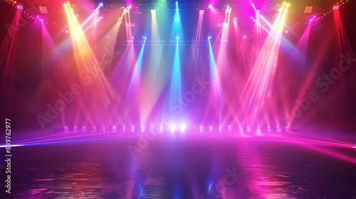 Concert Light Show Illuminate the stage with a dazzling light show, where beams of color dance and swirl in time with the music, a visual spectacle that captivates the senses