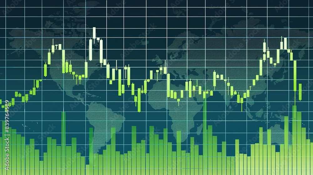 Dynamic Illustration of Financial Business Chart with Economical Stock Market Data