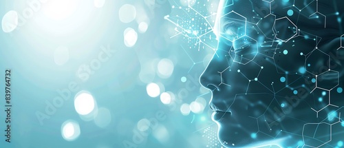 Healthcare technology with abstract medical background and hexagons, focusing on medical breakthroughs, digital health, and AI in medicine