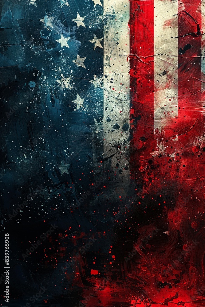 Naklejka premium Advanced Rendering Techniques Bringing the American Flag to Life with Abstract Design