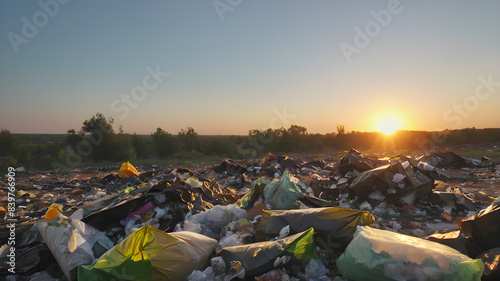 Beautiful Sunset with Garbage photo Generative AI photo