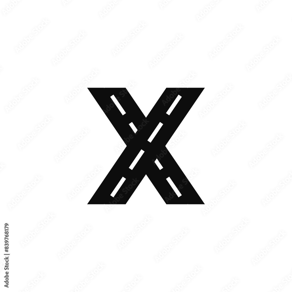 Obraz premium Letter X road logo icon vector template