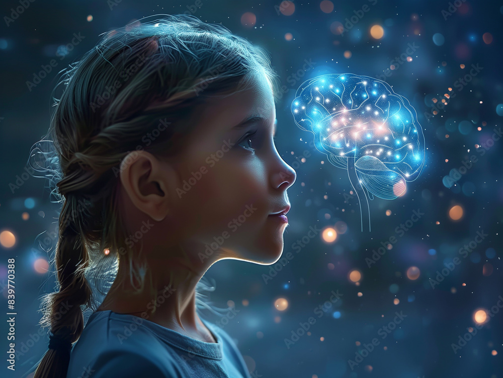 Brain Nervous System concept.Science is something that children should study and learn.Thinking process and Psychology of Kids Brain Nervous System concept.Science is something that children should study and learn.Thinking process and Psychology of Kids