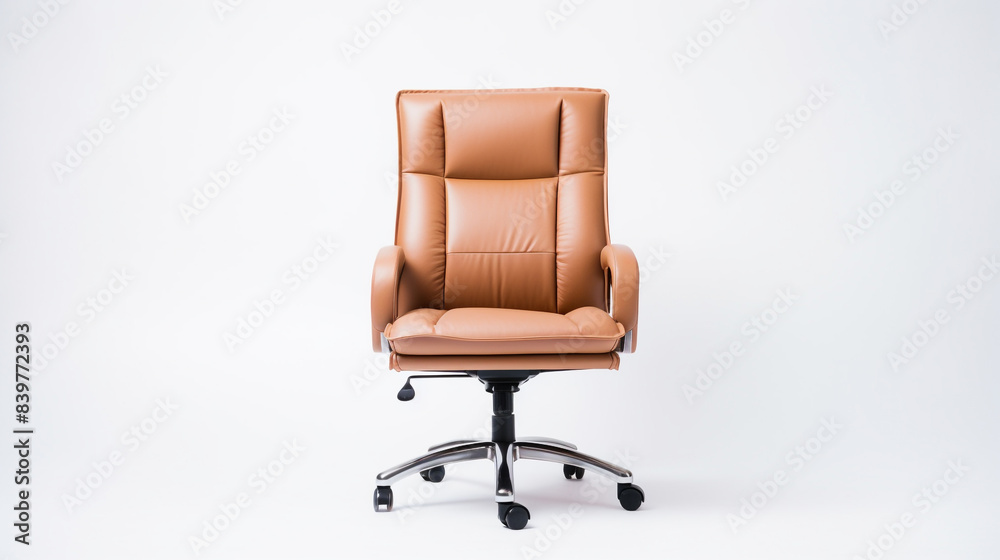 a beige leather office chair isolated on a white background a beige leather office chair isolated on a white background