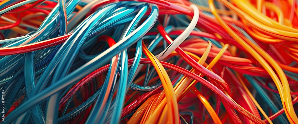 Vividly colored wires intricately connected, illustrating modern connectivity and innovation 🌈⚡ Elevate your space with this dynamic representation of technology.