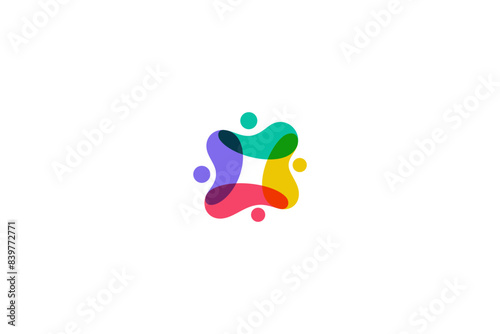 logo of family, community, people care in colorful flat vector design