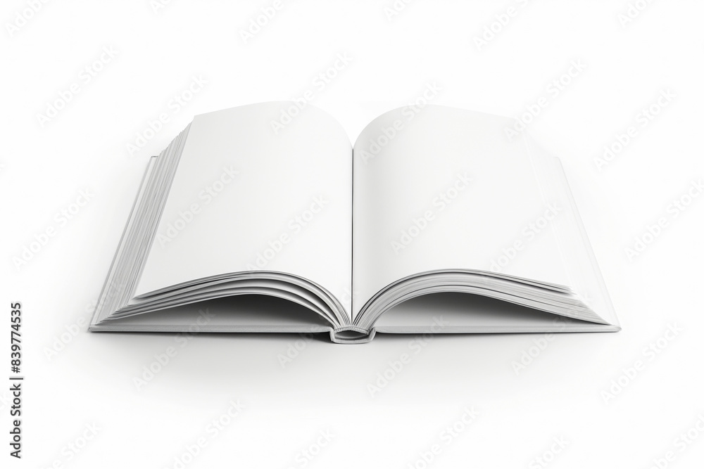 An open book with blank pages, isolated on a white background. An open book with blank pages, isolated on a white background.