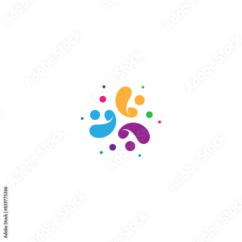 children play group logo in colorful flat vector design