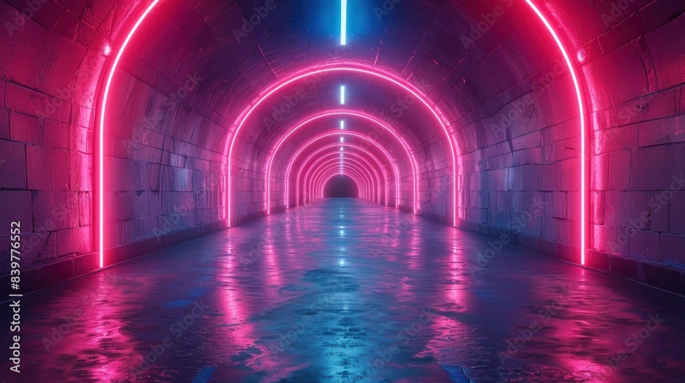 Fototapeta premium Geometric figure in neon light