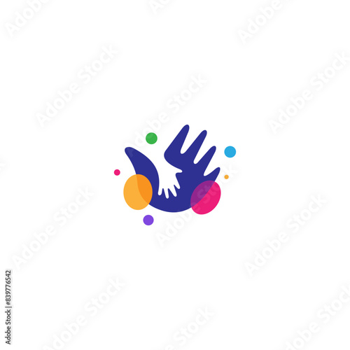 hand care logo with colorful bubble ornament in flat design style