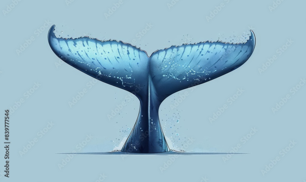 Blue whale tail flat design side view splash animation Complementary ...