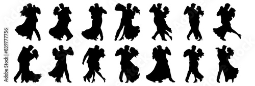 Dancing Couple silhouettes set, pack of vector silhouette design, isolated background