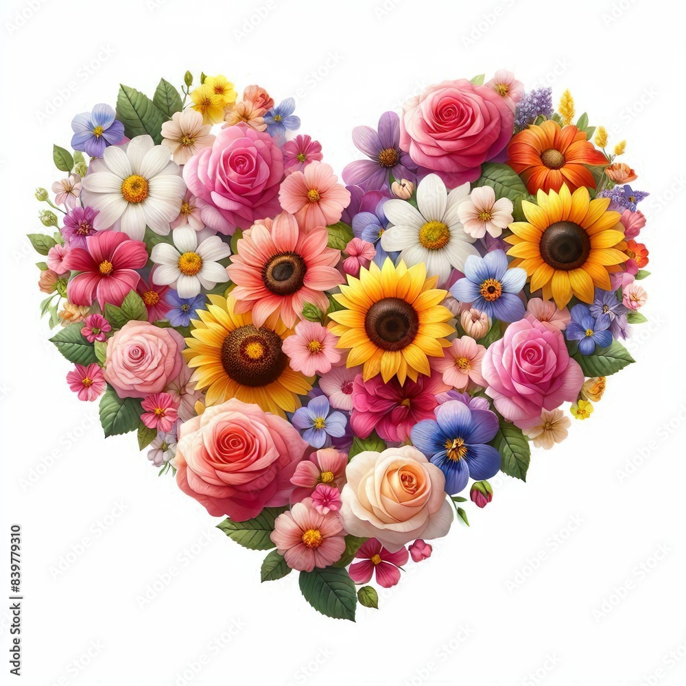 Watercolor heart of flowers Watercolor heart of flowers