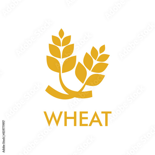 flat design icon logo with two strands of wheat