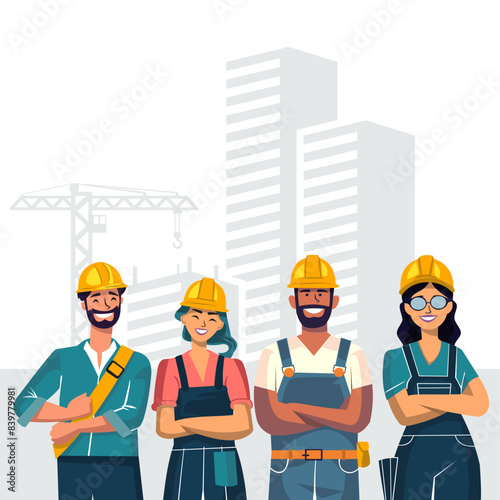 Workers at Construction Site Clipart Images