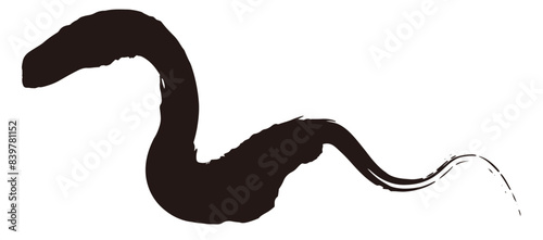 巳年の蛇の年賀状干支素材　黒