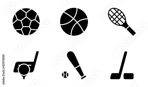 sports equipment icon symbol vector template collection