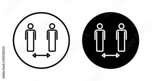 Social distancing icon vector isolated on white background. Keep distance sign. Coronavirus. Social Distancing and Self Quarantine.