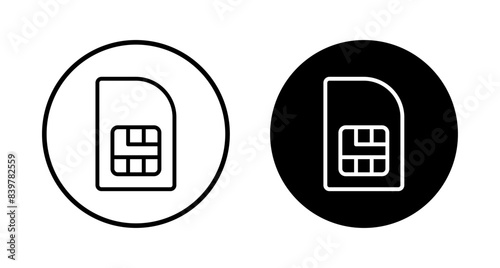 Sim card icon vector isolated on white background. Mobile slot icon. Mobile cellular phone sim card chip.