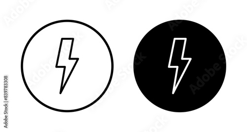 Lightning icon vector isolated on white background. Bolt icon vector. Energy and thunder electric icon